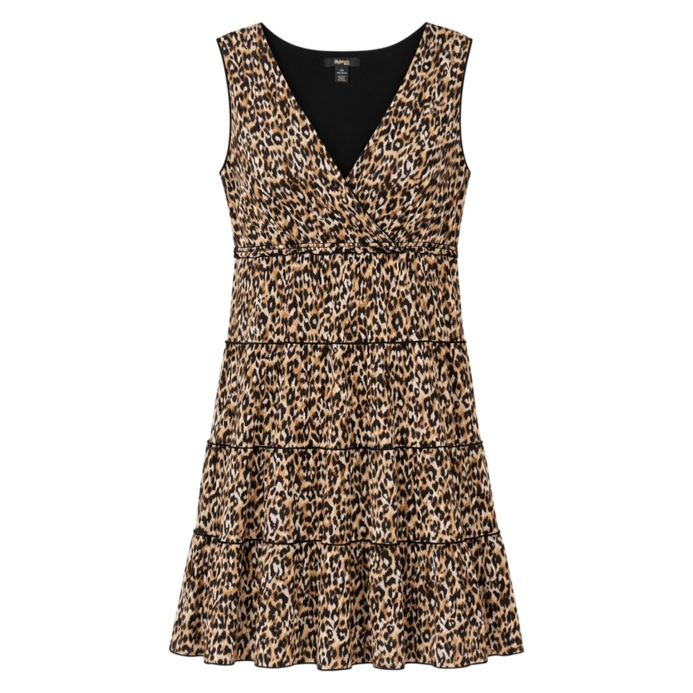 Y2K Mob Wife Leopard Tiered Babydoll Midi Dress Womens 3X Glam Bold Chic Edgy